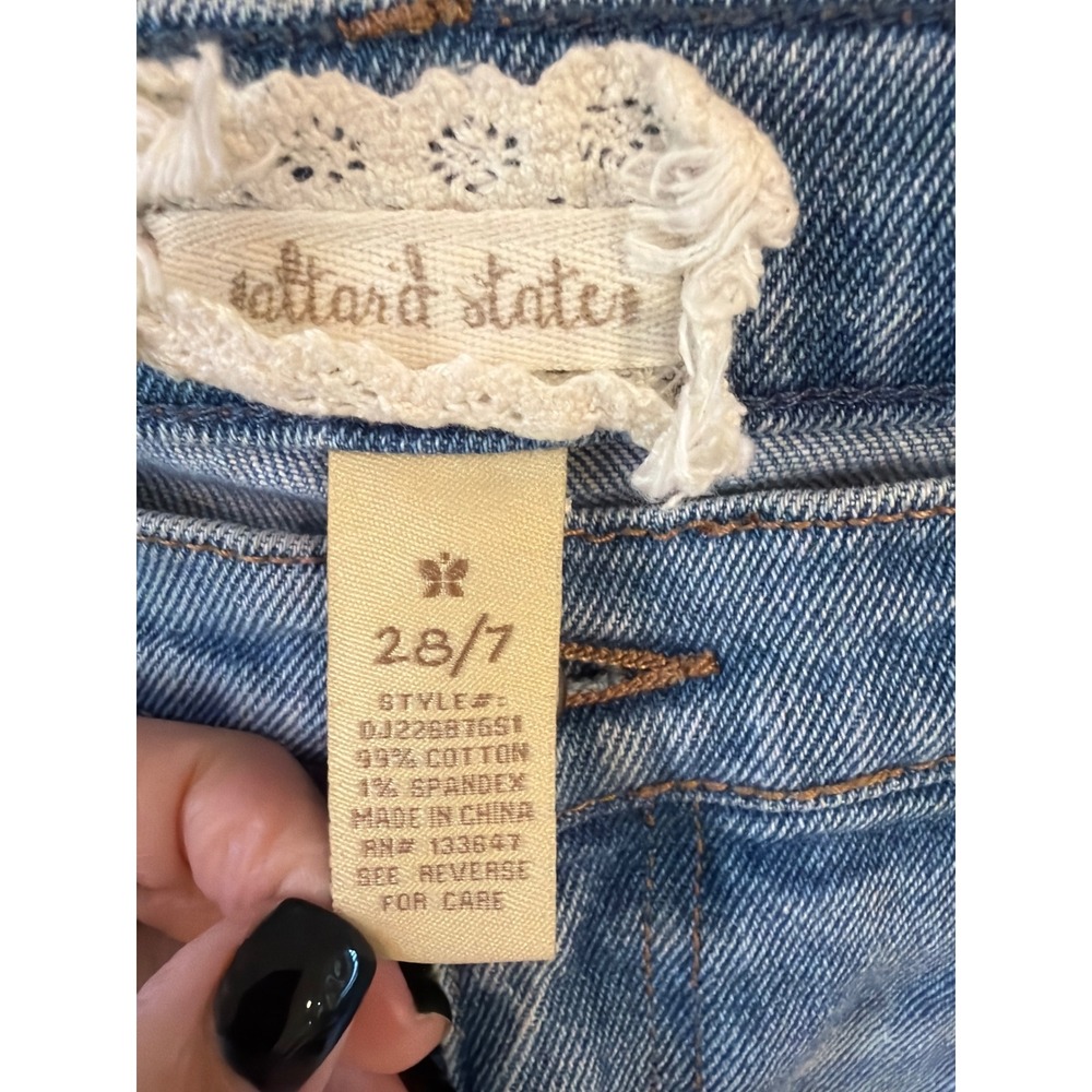 Altar'd State Flare Jeans Women 28/7 Light Wash Distressed High Rise Boho - Picture 4 of 7